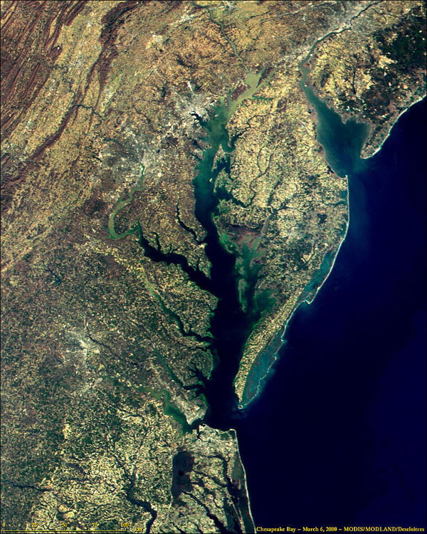 Satellite image of Chesapeake Bay.